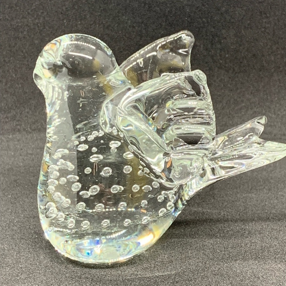 Hand Blown Art Glass Bird Bullicante Figure Paperweight